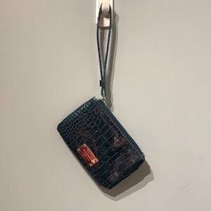 Nine West Faux Croc Teal Wristlet